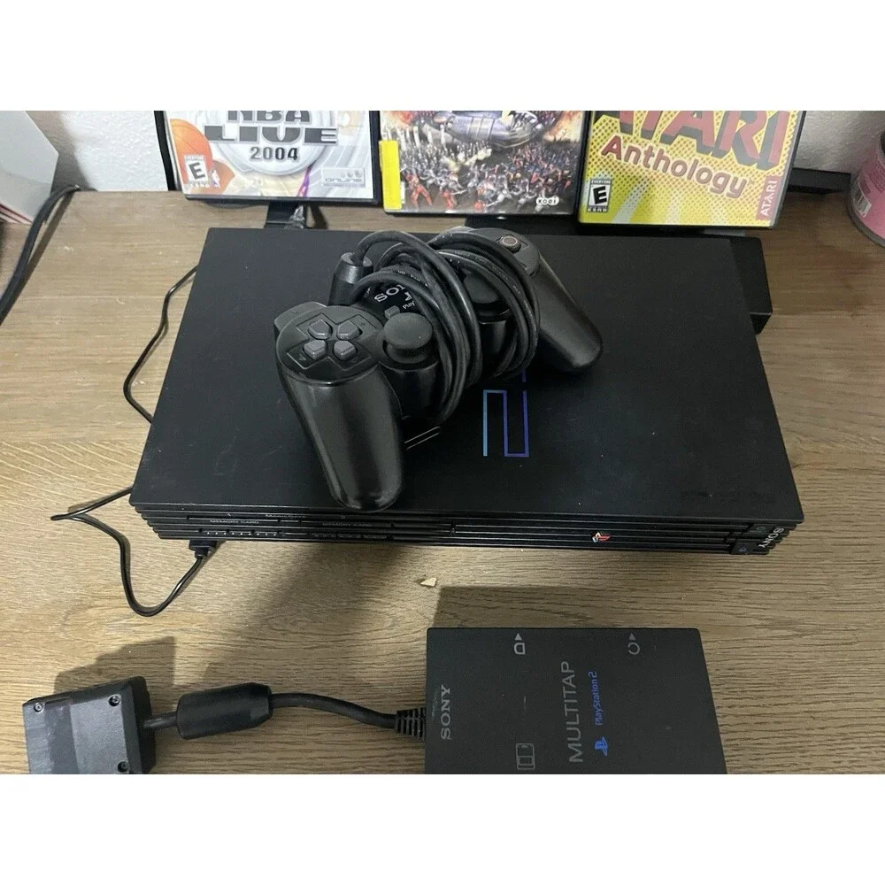 Sony PS2 Fat Console Bundle Lot WORKING W/ HDMI Adapter MultiTap 3 Games Control
